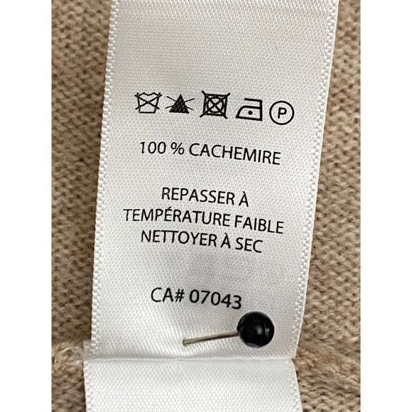 Max Studio women Beige hissed 100% 2-Ply cashmere Hooded V neck sweater size M - Picture 10 of 12